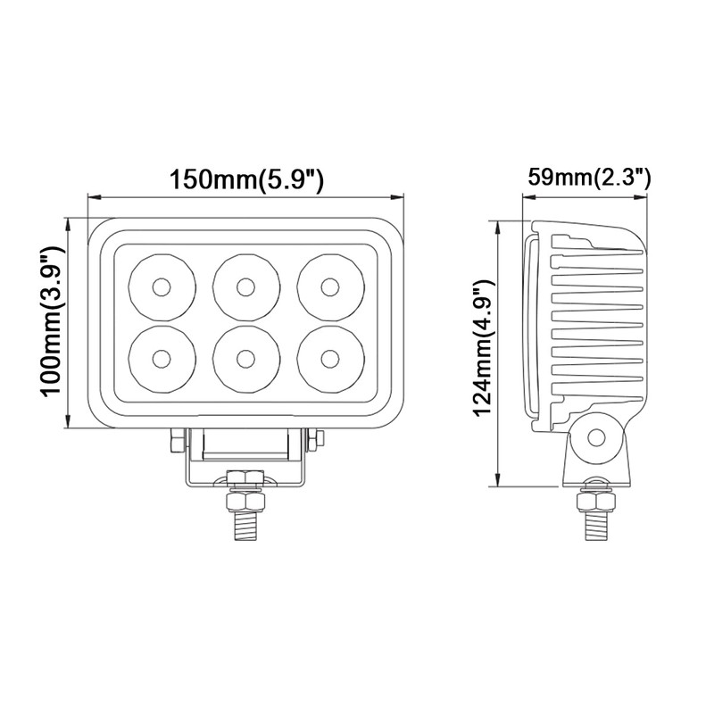 Square Work Light, LED Work Light, 18W, 6000K, High Brightness,