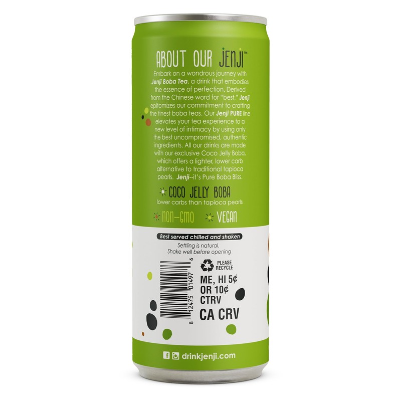 Jenji Pure Boba Tea, Matcha Latte Flavor | 10.8 fl