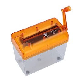 Mini trituradora, caja de polvo transparente portátil manual de papel de mano para la escuela para el hogar y la oficina de computadora (naranja)     