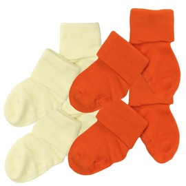 Babysoy Unisex Newborn Baby Gripper Socks - Toddler Ankle Non-Slip Socks with Grips- Pack of 4s– (0-6 Months, Persimmon-Soy)