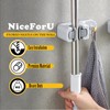 NiceForU Mop Holder with Hook Wall Mount Broom Gripper, Self