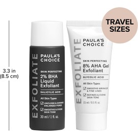 Paula's Choice-SKIN PERFECTING 8% AHA Gel Exfoliant & 2% BHA Liquid Travel Duo-Facial Exfoliants for Blackheads Enlarged Pores Wrinkles and Fine Lines