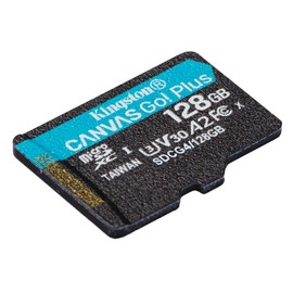 Kingston Canvas Go Plus microSDXC Memory Card Gen4 200MB/s A2 U3 V30 128GB Single Pack w/o ADP Card only-SDCG4/128GBSP
