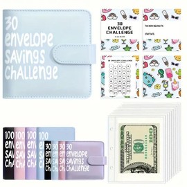 „ÄêFaddish„Äë100 envelope savings books + unlimited writing pencils for easy and fun savings of $5,050, perfect for budget planners:_30-Days Blue