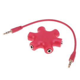 DOITOOL 5 Headphone Splitter Headphones Adapter Earphone Jack Headphones Splitter Earphone Splitter Audio Splitter Connector Female Audio Connector Adapter Connector Splitter Adaptor Red