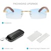 LumiSyne Square Rimless Sunglasses, Men's, Women's, Wooden Frame, Clear, Gradient