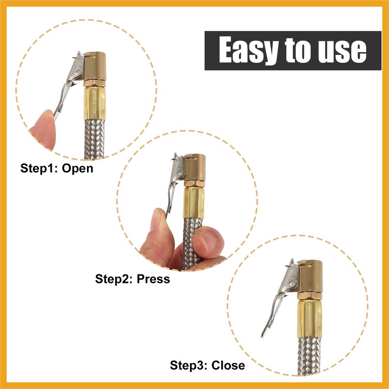 Partuto 50cm 20" Car Tire Air Inflator Hose Adapter Quick