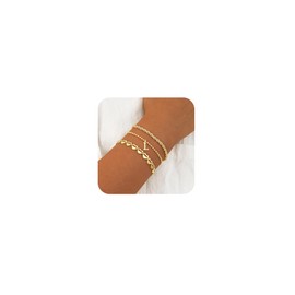 Tasiso Gold Bracelets for Women Gifts, 18K Gold Plated Letter Initial Bracelet Dainty Bead Monogram Bracelet Gold Initial Bracelets for Women Jewelry Gifts L