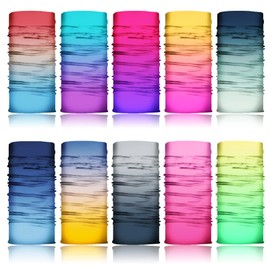 ELANE 10 Pcs Neck Gaiter Face Mask,Hiking Gaiters for Women Fishing Neck Gaiter for Men UV Protection,Neck Bandanas for Men (Gradient colors)