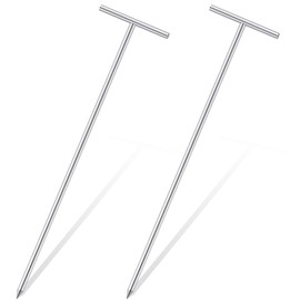 Zonon 2 Pack T-Handle Ground Rod Galvanized 3' L x 1/2" Diameter Ground Rod for Electric Fence Industrial Power Chemical Industry(36 Inch)