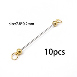 CYEENUT - 10 barras de llavero con abalorios, barras de metal, llavero de barra desmontable, para manualidades, accesorios de regalo (dorado, 10 unidades)