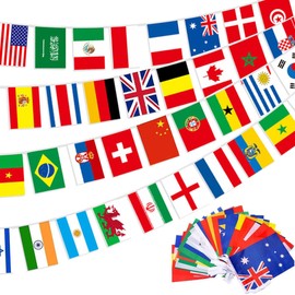Flags Bunting Countries, 100 International Country Flags Flag Chain, Eurovision European Flag Bunting, EU Countries String Bunting Banner for Bar, Party, Festival (30 m)