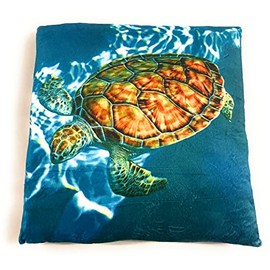 Onwomania Turtle Water Turtle Brown Plush Cushion for Sofa or Bed as Decoration, Decoration or Cuddly Cushion 35 x 35 cm