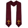 Piecatle Choir Stole with Cross Embroidery for Church Pastor Costume