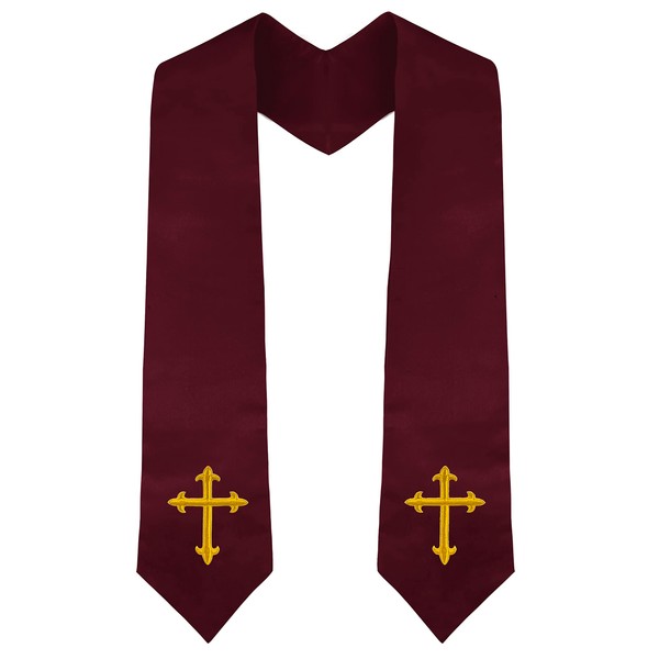 Piecatle Choir Stole with Cross Embroidery for Church Pastor Costume