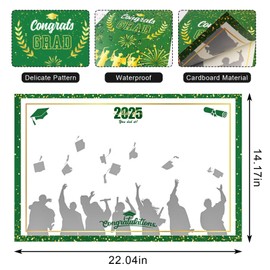 Estivaux 2025 Graduation Guest Book Congrats Grad Alternative Signature Board Gold Green Class of 2025 Signature Certificate Farewell Cards Signing Book Gifts for Graduation Party Decorations