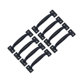 QCAA Garage Door Pull Handle, 6-1/2", Steel, Black Coated, 8 Pack, Made in Taiwan