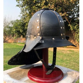 Leather Samurai Armor | Medieval Viking Cosplay Armor | Leather Knight Armor |Steampunk Fantasy Unisex Viking Armor (Black Armor Helmet)