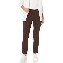 Zac & Rachel Women's Millennium Fabric Pull-On Slim Leg Pant, Chocolate, 18W