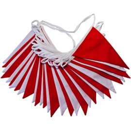 10m Red and White Bunting - Double Sided Fabric Bunting