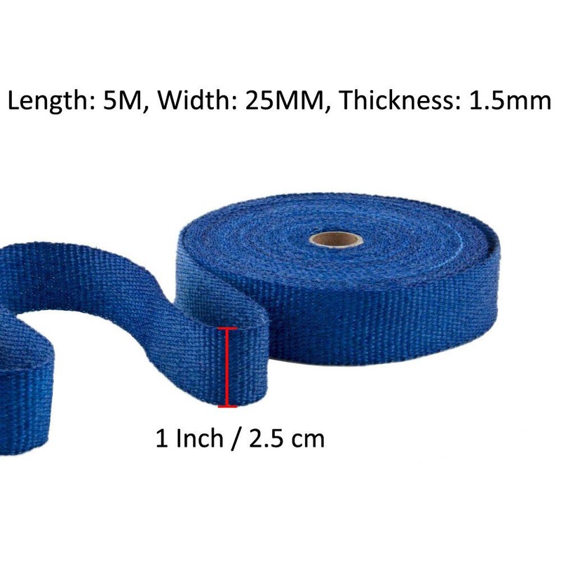 ESUPPORT 2.5CM X 5M Fiberglass Roll Blue Racing Exhaust Heat