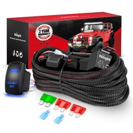 Nilight Wiring Harness Kit Nylon 12 AWG 1 Lead 12V 5Pin Rocker Switch Laser On Off Power Relay Blade Fuse for LED Light Bar Off Road Lights on Cars Jeep Boat Trucks