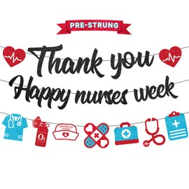 Pre-strung Nurses Week Decorations 2026 Thank You Happy Nurses Week Banner Certified Nursing Home week Decorations Supplies