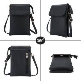 dobsechs Vegan Leather Crossbody Bags for women, Phone Wallet Bag, Small Black Shoulder Bag with an Adjustable Strap Cross Body Bag for Ladies Shopping,Dating, Working,Travel, Fit Phone Less 6.5 Inch