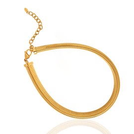 jomjeu Chunky Gold Bracelets for Women-18K Gold Plated Titanium Steel Thick Bracelets Classic Trendy Wide Link Bracelets for Women Tarnish Free Gold Jewelry, Medium, Stainless Steel, no gemstone