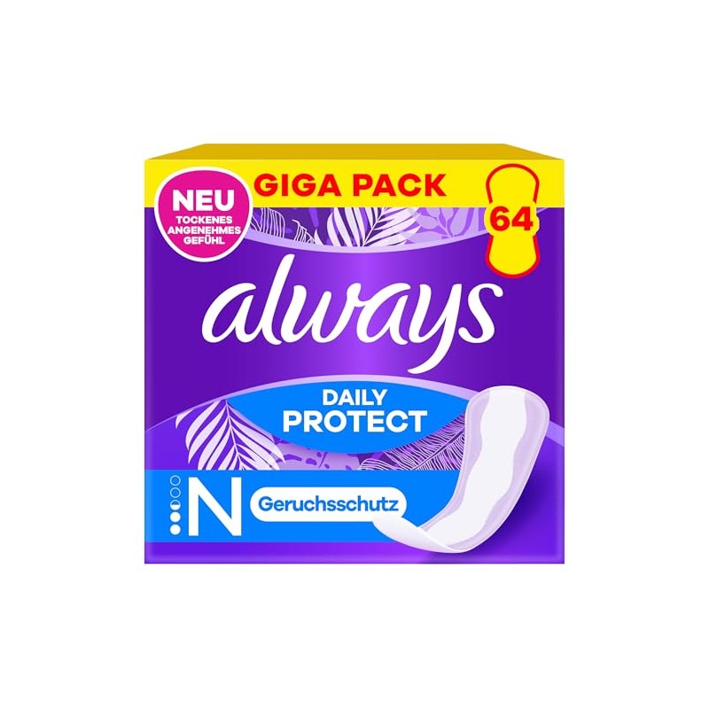 Always Daily Protect Normal Pantiliners, Pack of 64, Odour Control,