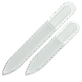 Mont Bleu Juego de 2 limas de uñas de cristal checo – Cristal templado checo auténtico – Hecho a mano – Doble cara – Grabado – Limas de uñas de cristal para uñas naturales