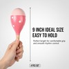 4 Pcs Maracas, 9 Inch Wooden Maraca Instrument (Pink-Smile)