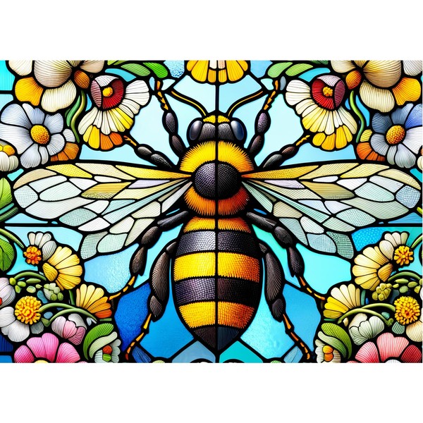 Sutinban Stained Glass Bee Puzzle 1000 Pieces, 1000 Piece Puzzle