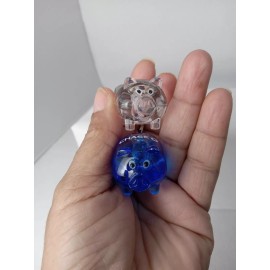 2 Chase Bank Pig Keychain Banking Advertising Logo Blue And Clear Acrylic NOS