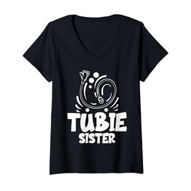 Womens Feeding Tube Awareness G Tube Accessories Tubie Sister V-Neck T-Shirt