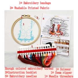 MEIYUETAOSI 2 Pack Embroidery Kit for Beginners, Embroidery Starter Kit with Pattern for Beginners, Adults Kids DIY Handmade for Decor Home Room (Girls)