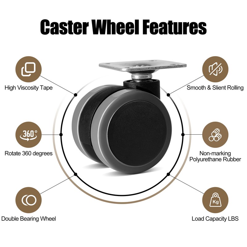 Cofufu Self Adhesive Caster Wheels Set for Trash Can, Storage