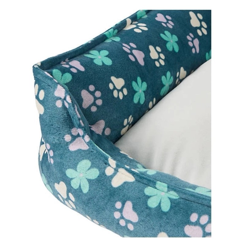 Top Paw Blue Floral Cuddler Small Dog Bed w/ Paw
