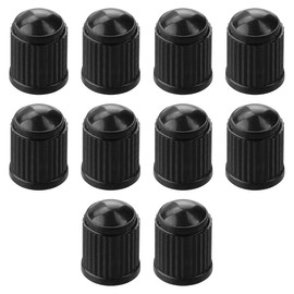 Tyre Valve Caps - 10Pcs Black Plastic Dust Caps Universal Fit Car Tyres, Bikes, Bicycles, Motorbikes Prams, and Wheelbarrows by Stocc