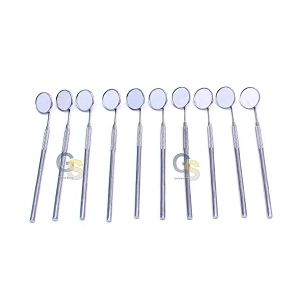 G.S 10 Piece Dental Mouth Mirror #5 W/Handle Dental Instrument