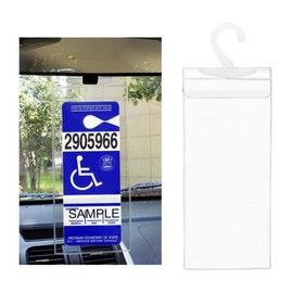 Sylvil Handicap Placard Holder, 11.6"×5" Ultra Transparent Disabled Parking Permit Protective Cover, Auto Handicap Parking Sign Holder with Large Hanger, Car Accessories