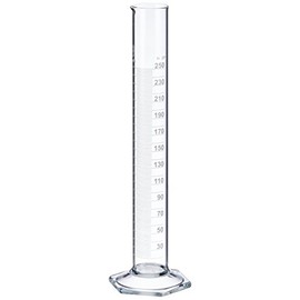 NeoLab E-1267 Measuring Cylinder, Tall Pattern, Hex Foot, Class B Borosilicate Glass, 250 ml