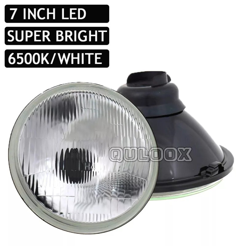 QULOOX Pair 7" Inch Round LED Headlights DRL for Ford