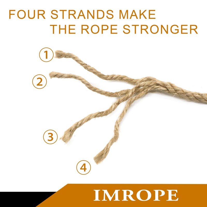 IMROPE 4mm x 200 Feet Natural Jute Rope, Twine for