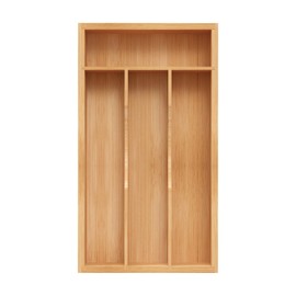 BEKVEM Small Silverware Organizer, Bamboo Kitchen Drawer Organizer, Utensil Holder, Cutlery Tray & Spoon Flatware Storage with Grooved Drawer Dividers (6.7''W x 12''D)