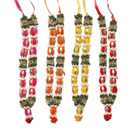 Set of 4 Colorful Large Artificial Flowers Ribbon Garland Haar Mala for Idol-Mala for God, Pooja Sringar Articles Ornament Traditional Festival Decoration Home Decor for God Frame (Size :-9")
