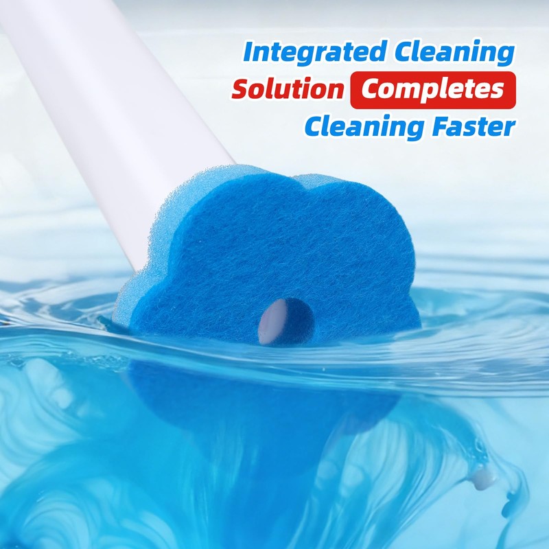 2 Pack Disposable Toilet Brush with 54 Refills, Toilet Bowl