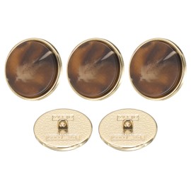 HARFINGTON 5 botones redondos de costura con patrón de metal de 36 L, 23 mm, 7/8 pulgadas, botón de repuesto de resina para coser ropa y bricolaje, color marrón oscuro