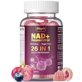 NAD Resveratrol Gummies, NAD Supplements for Women with Hydrolyzed Collagen, Grape Seed, and D-Biotin Support Antioxidant Action, Anti-Aging, Cell Reg
