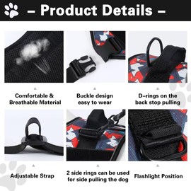 Belababy Service Dog Harness Medium, Assistance Emotional Support Dog in Training Harness No Pull with Safety Buckle, Reflective Adjustable Breathable Soft Dog Harness（Blue Camo）